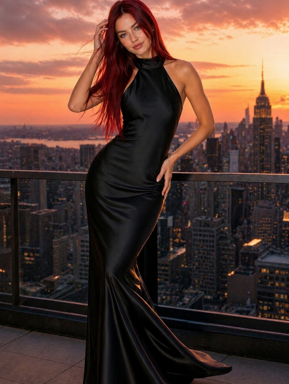 Xscape Black Satin Halter Gown Size 12 NWT Backless Tie Neck Formal Dress Gown